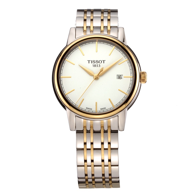 天梭(tissot)瑞士手表 卡森系列钢带石英情侣表男士手表t085.410.22.