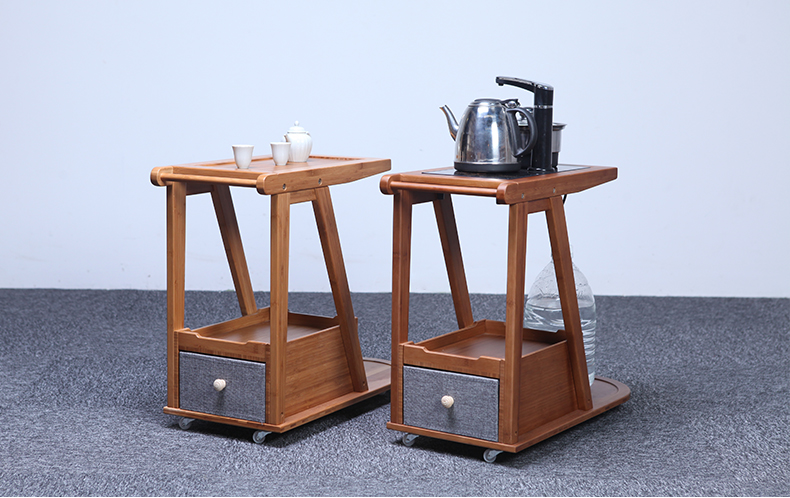 祥福茶具 竹制茶车多功能简约现代茶水柜子家用竹茶台