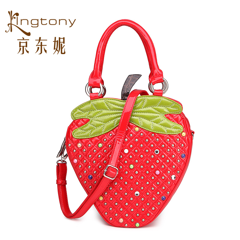 个性草莓造型包包 创意女包 时尚搞笑包包 手提包 红色 竖款