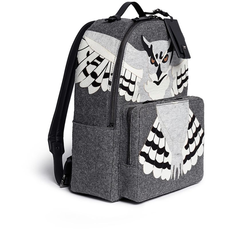 华伦天奴/valentino 拼色几何图案真皮双肩背包 owl applique wool fe图片