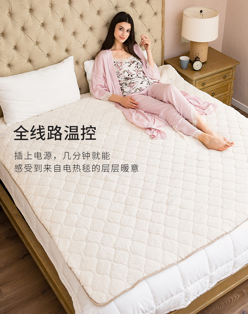 南极人羊羔绒电热毯加厚电暖毯双人双控调温安全无辐射家用电褥子温控