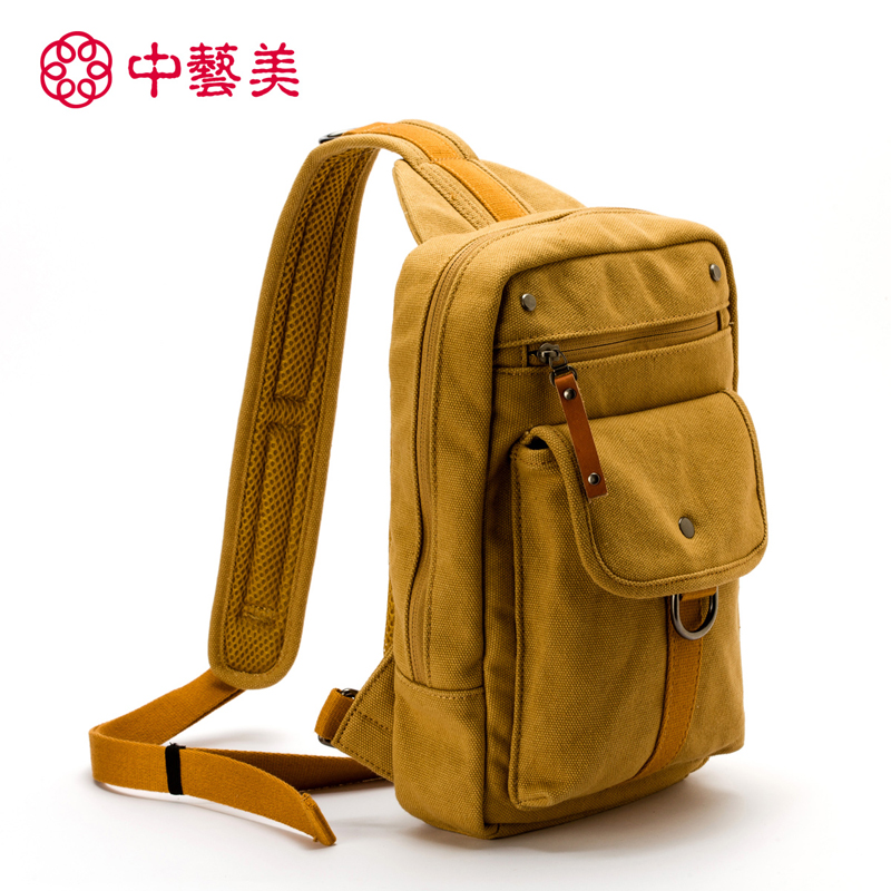 中艺美 帆布休闲斜背单肩便携小包男士包背包 zhxym0052 常德 设计师图片