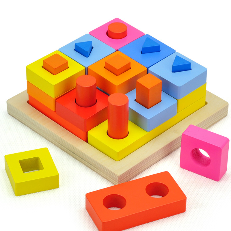 特宝儿 形状积木叠叠高 色彩形状配对拆装儿童益智智力玩具