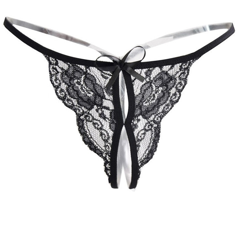 开档t裤透视情趣丁字裤情趣内衣诱惑性感蕾丝透明女士三角内裤蝴蝶节