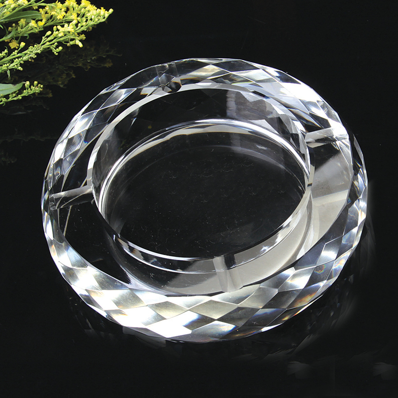 烟缸水晶烟灰缸创意大号精品定制实用礼品 圆形透明新款 尺寸15cm