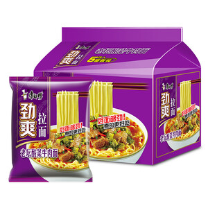 康师傅劲爽拉面老坛酸菜牛肉面5连包