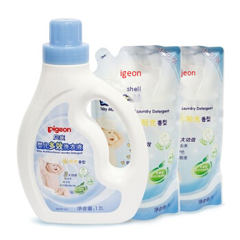 贝亲(Pigeon) 洗衣液 婴儿洗衣液 宝宝洗衣液 儿童洗衣液 促销装 1.2L+1.0L*2  (阳光香型) PL247