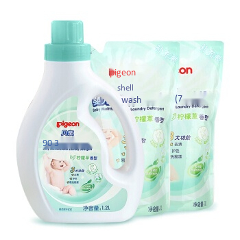 贝亲(Pigeon) 洗衣液 婴儿洗衣液 宝宝洗衣液 儿童洗衣液 促销装 1.2L+1.0L*2  (柠檬草香型) PL249