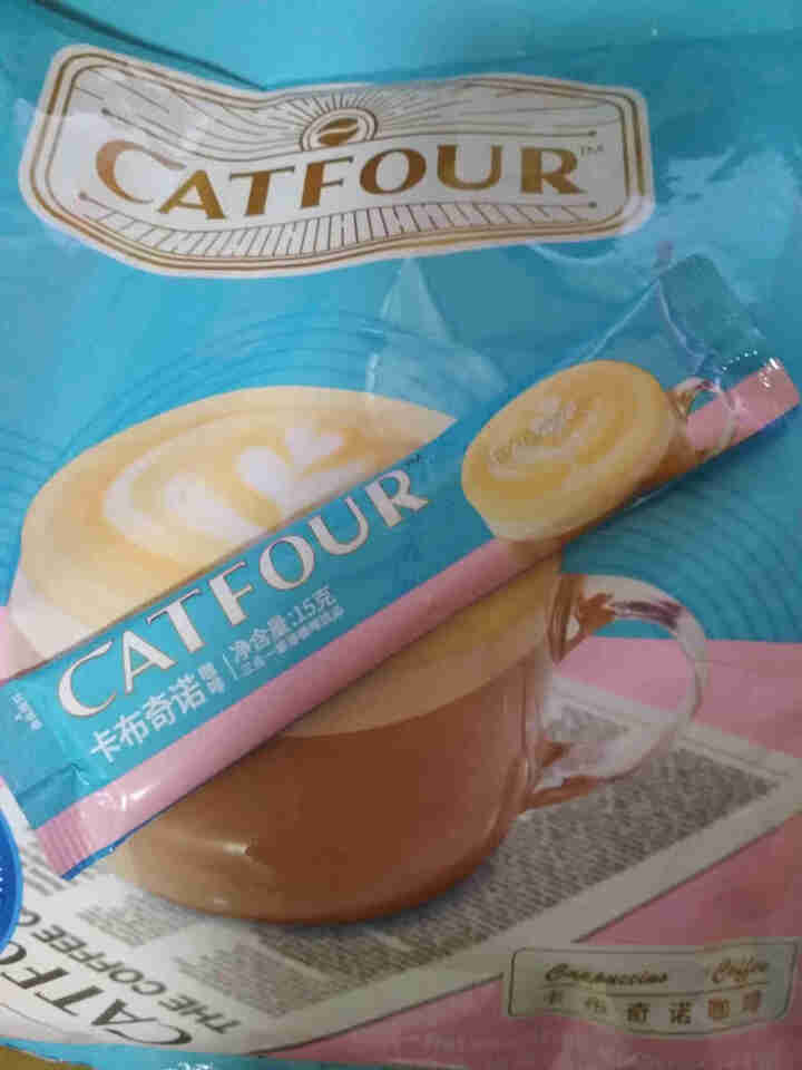 Catfour 卡布奇诺咖啡160条/40条 特浓提神速溶三合一咖啡粉600g 正品特惠 卡布奇诺 40条600g*1袋怎么样，好用吗，口碑，心得，评价，试用报,第2张