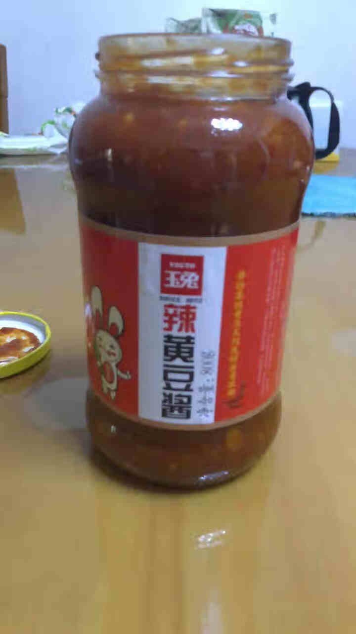 玉兔黄豆酱800mL*2大瓶装组合包邮调味酱辣豆瓣酱蘸酱炸酱面原味非转基因黄豆酱调料凉拌酱 辣味黄豆酱800g*1瓶尝鲜装怎么样，好用吗，口碑，心得，评价，试用,第3张