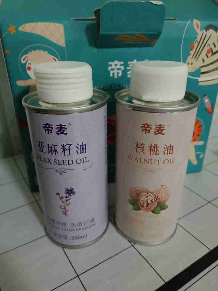 帝麦 物理冷榨核桃油200ml+亚麻籽油200ml礼盒1+1食用油组合装 适用于婴幼儿怎么样，好用吗，口碑，心得，评价，试用报告,第3张