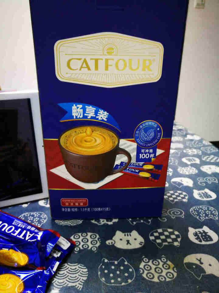 【100条礼盒】Catfour特浓咖啡1+2提神速溶咖啡粉三合一加量1500g 特浓礼盒 特浓咖啡100条/礼盒装怎么样，好用吗，口碑，心得，评价，试用报告,第4张