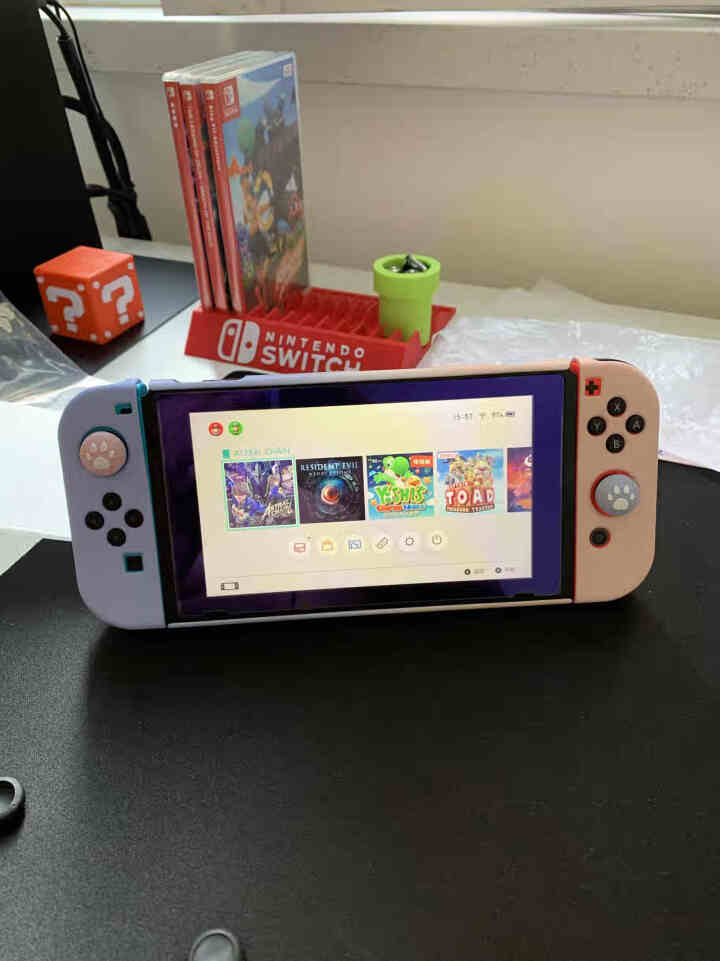 丸图任天堂switch保护壳硅胶NS硬壳保护包磨砂保护套纯色创意彩壳ns游戏机配件防摔分离式手柄套 switch粉紫渐变保护壳+摇杆帽怎么样，好用吗，口碑，心得,第4张