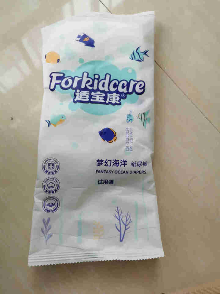 适宝康·Forkidcare 梦幻海洋纸尿裤试用装S码*4片 适合4,第2张