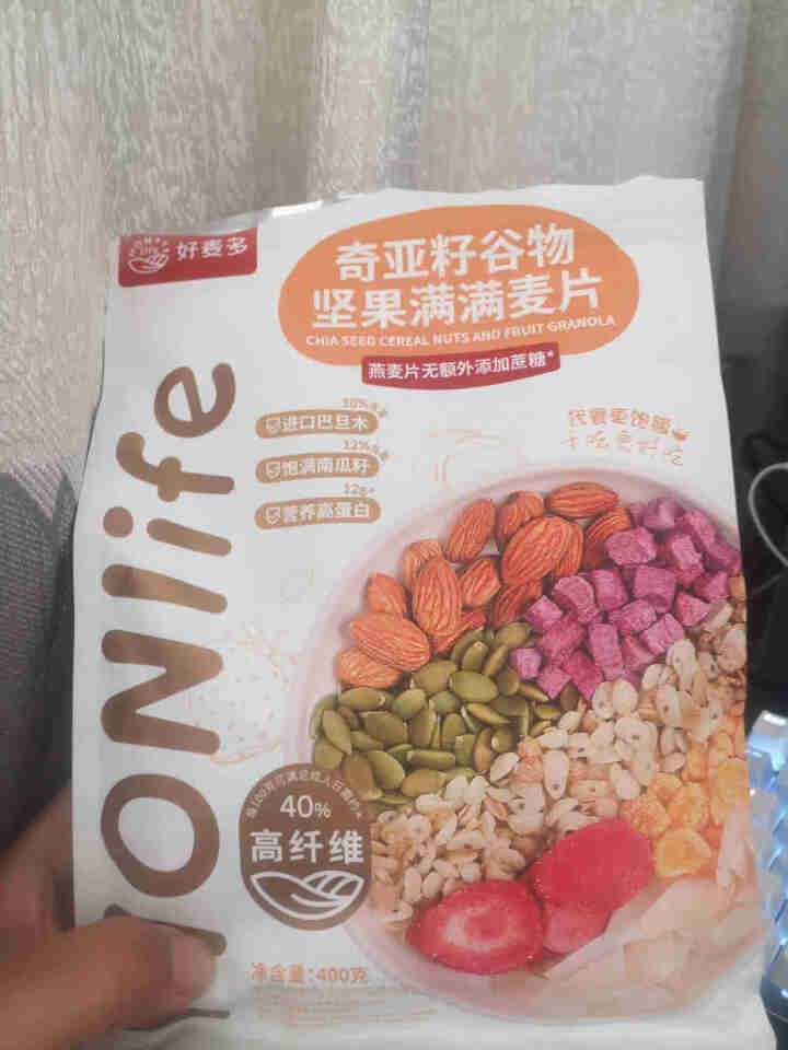 HONlife好麦多麦片400g坚果满满奇亚籽谷物果仁水果粒早晚代餐燕麦片懒人干吃即食速冲饮休闲零食 坚果满满麦片400g怎么样，好用吗，口碑，心得，评价，试用,第2张