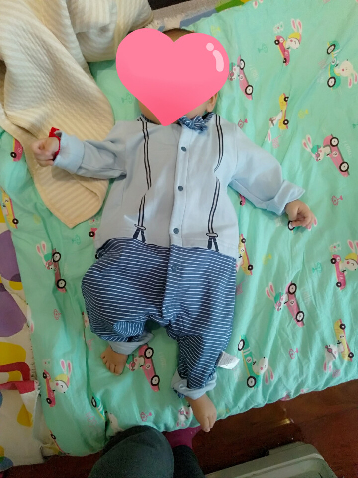 丽婴房婴儿衣服婴儿春秋装纯棉连体衣宝宝秋装爬爬服哈衣2019新款 浅蓝 66cm/6个月怎么样，好用吗，口碑，心得，评价，试用报告,第2张