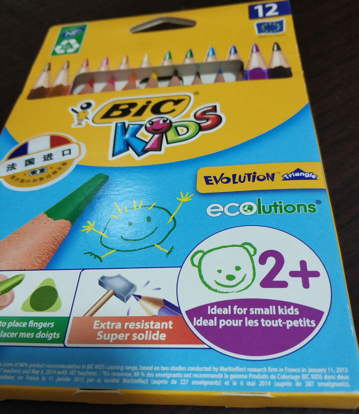 BIC Kids 比克儿童Evolution环保无木粗杆彩色铅笔（12色）进口文具儿童绘画彩色多色铅笔怎么样，好用吗，口碑，心得，评价，试用报告,第2张