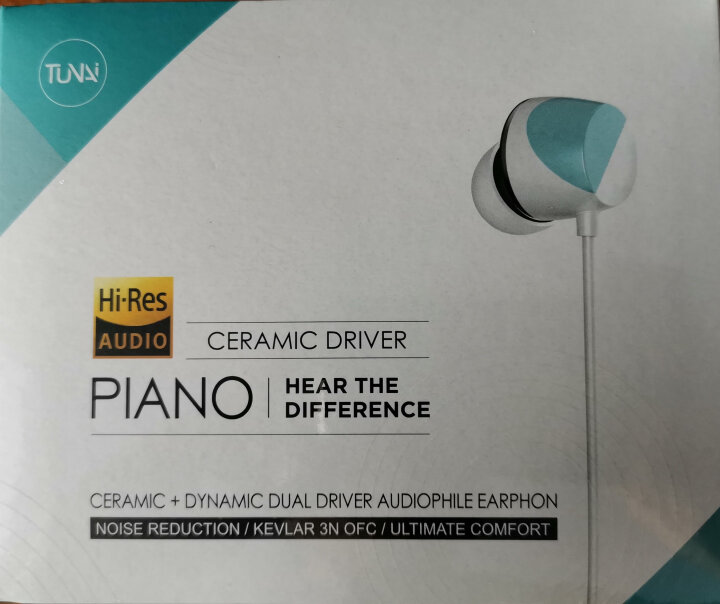 TUNAI Piano陶瓷动圈入耳式耳机有线HIFI耳塞高音音乐耳机游戏吃鸡降噪耳线电脑耳机带麦 天空蓝 Piano琴音入耳式耳机怎么样，好用吗，口碑，心得，评,第2张