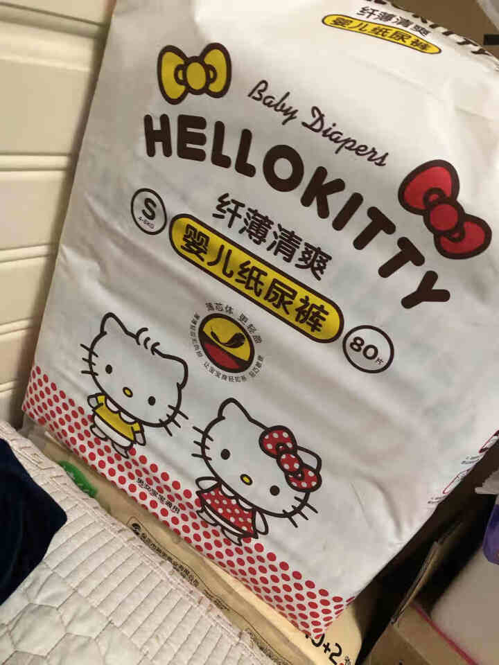 贝因美 HelloKitty纤薄清爽超薄透气婴儿纸尿裤单包装 小号S80片【4,第4张