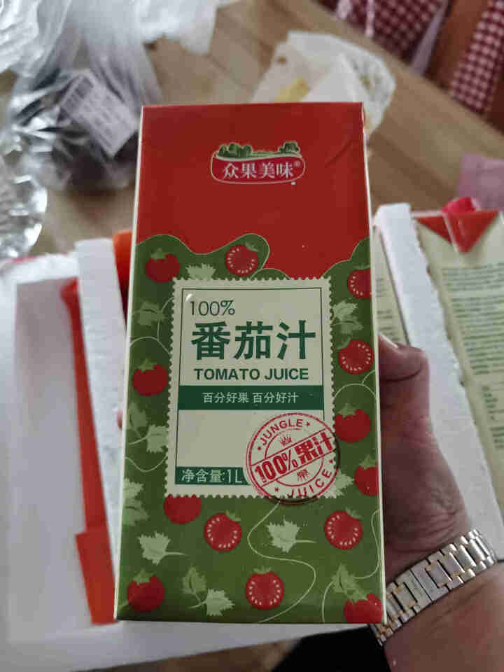 众果美味 100%果汁饮料 新疆番茄果蔬汁鲜榨 UHT超高温无菌冷灌 浓缩无添加果汁 番茄汁1L*4盒怎么样，好用吗，口碑，心得，评价，试用报告,第4张