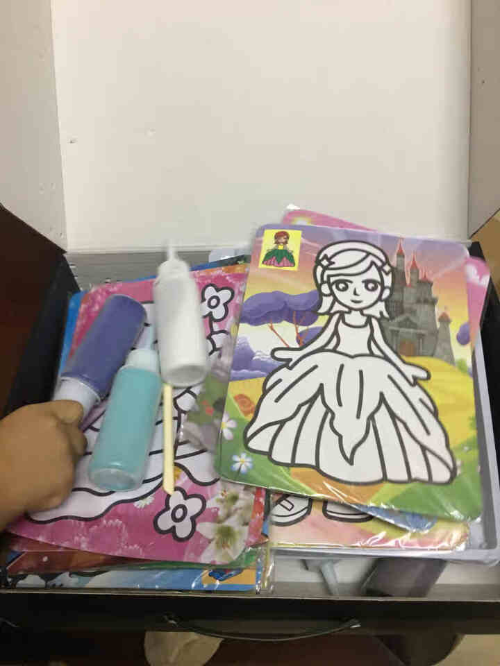 创羽王国 儿童手工制作女孩玩具沙画艺术套装宝宝彩砂画DIY彩沙胶画绘画工具套装幼儿园材料创意益智玩具 24色豪华款套装怎么样，好用吗，口碑，心得，评价，试用报告,第4张