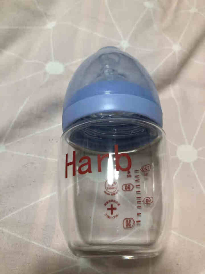 哈布(Harb)新生儿晶钻玻璃奶瓶宽口径防胀气防呛奶仿母乳婴儿奶瓶宝宝喂奶神器S号小圆孔0,第3张