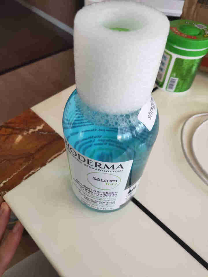 法国贝德玛（BIODERMA）净妍控油洁肤液500ml（卸妆水 深层清洁 绿水 控油补水 改善毛孔痘痘 原装进口）怎么样，好用吗，口碑，心得，评价，试用报告,第2张