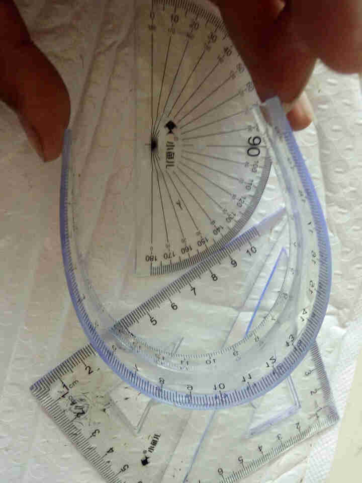 圆规套尺小鱼儿可爱尺子套装儿童小学生文具学习用品波浪尺15cm直尺三角尺量角器软尺金属四件套三角板 软尺 四件套,第4张