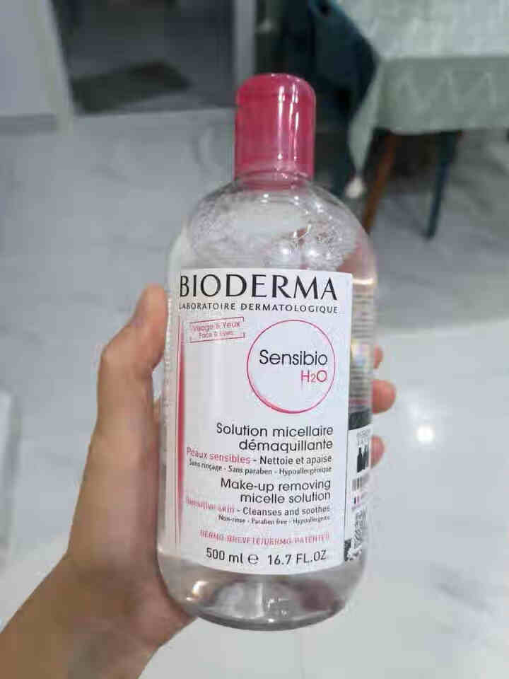 法国贝德玛（BIODERMA）舒妍多效洁肤液500ml （卸妆水 深层清洁 粉水 舒缓保湿 敏感肌 眼唇 原装进口）怎么样，好用吗，口碑，心得，评价，试用报告,第2张