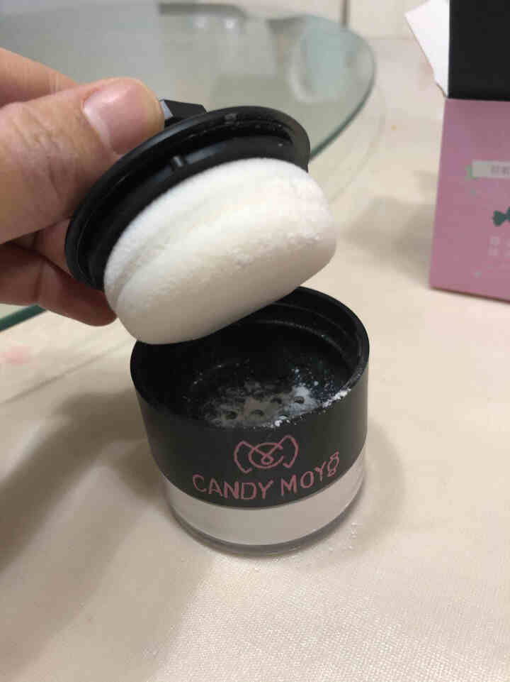 【四色散粉】Candy Moyo四宫格定妆粉饼散粉持久24小时定妆控油轻薄如雾隐毛孔不浮粉晚安粉蜜粉 轻氧柔光空气蜜粉（透明色）怎么样，好用吗，口碑，心得，评价,第3张