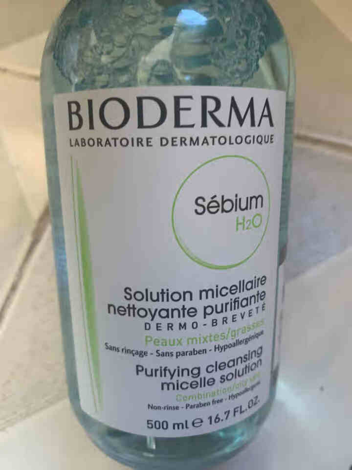 法国贝德玛（BIODERMA）净妍控油洁肤液500ml（卸妆水 深层清洁 绿水 控油补水 改善毛孔痘痘 原装进口）怎么样，好用吗，口碑，心得，评价，试用报告,第2张