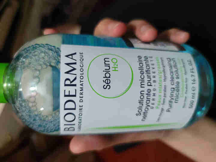 法国贝德玛（BIODERMA）净妍控油洁肤液500ml（卸妆水 深层清洁 绿水 控油补水 改善毛孔痘痘 原装进口）怎么样，好用吗，口碑，心得，评价，试用报告,第2张