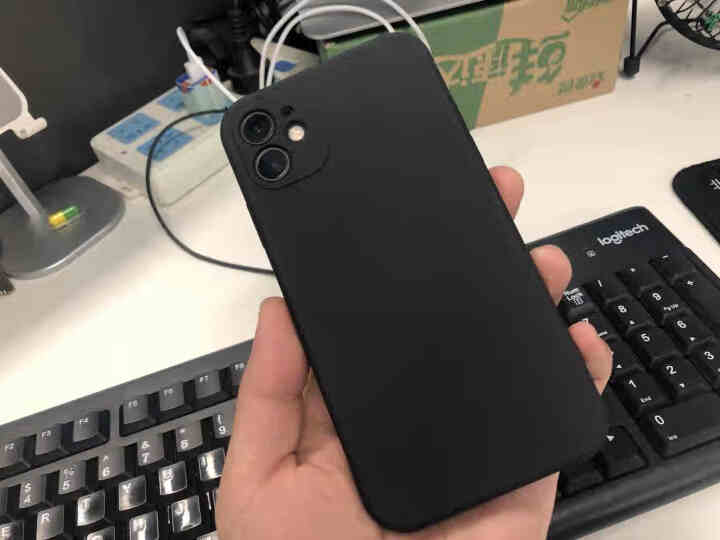 汉牌 苹果11/11Pro手机壳iPhone 11 pro保护套魔方液态硅胶新升级全包防摔直边软壳 经典黑,第2张