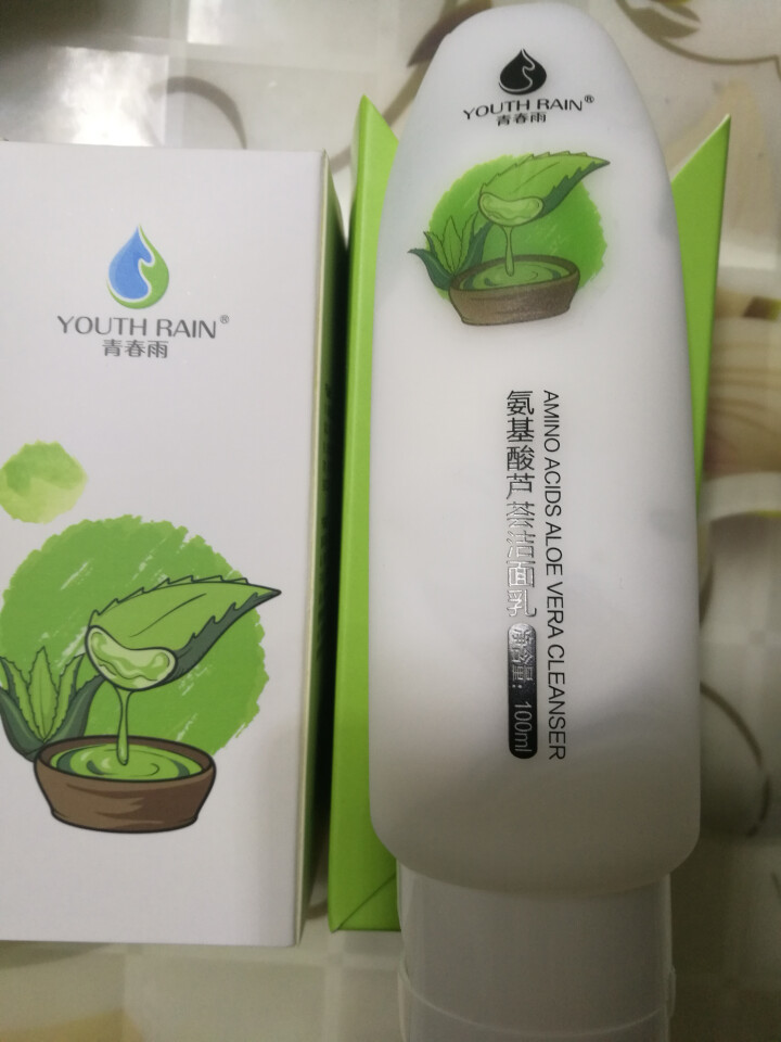 青春雨（YOUTH RAIN）氨基酸芦荟洁面乳100ml 洗面奶男女通用 保湿补水 控油祛痘深层清洁 1支装怎么样，好用吗，口碑，心得，评价，试用报告,第4张