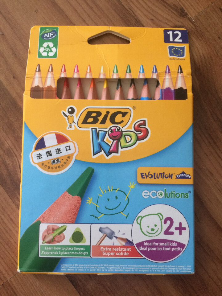 BIC Kids 比克儿童Evolution环保无木粗杆彩色铅笔（12色）进口文具儿童绘画彩色多色铅笔怎么样，好用吗，口碑，心得，评价，试用报告,第2张