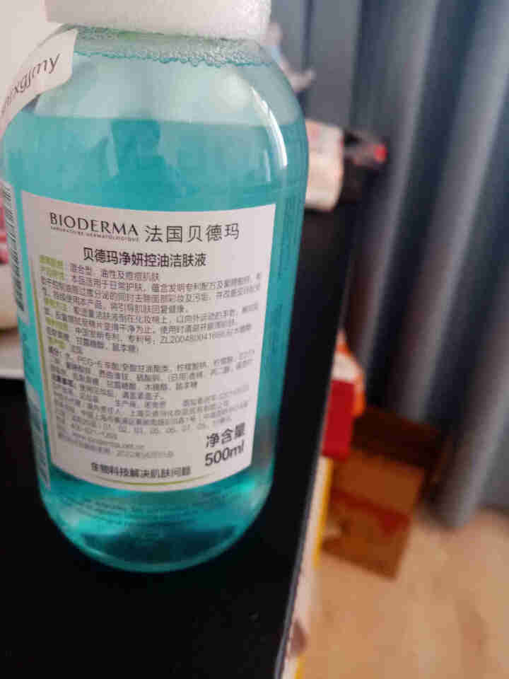 法国贝德玛（BIODERMA）净妍控油洁肤液500ml（卸妆水 深层清洁 绿水 控油补水 改善毛孔痘痘 原装进口）怎么样，好用吗，口碑，心得，评价，试用报告,第3张