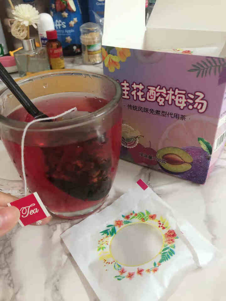 桂花酸梅汤 原料包自制老北京味道酸梅茶桂花乌梅甘草玫瑰茄组合三角袋泡茶凉茶解渴 酸梅汤160g/1盒怎么样，好用吗，口碑，心得，评价，试用报告,第3张