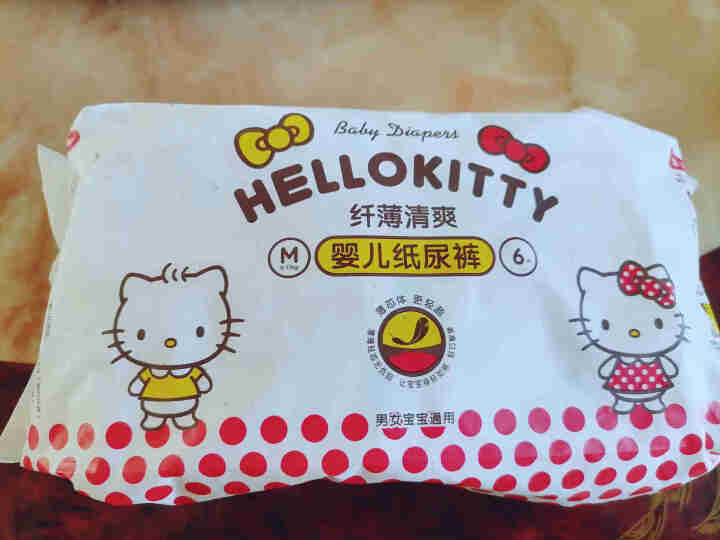 贝因美 HelloKitty纤薄清爽超薄透气婴儿纸尿裤试用装6片 中号M6片[6,第2张