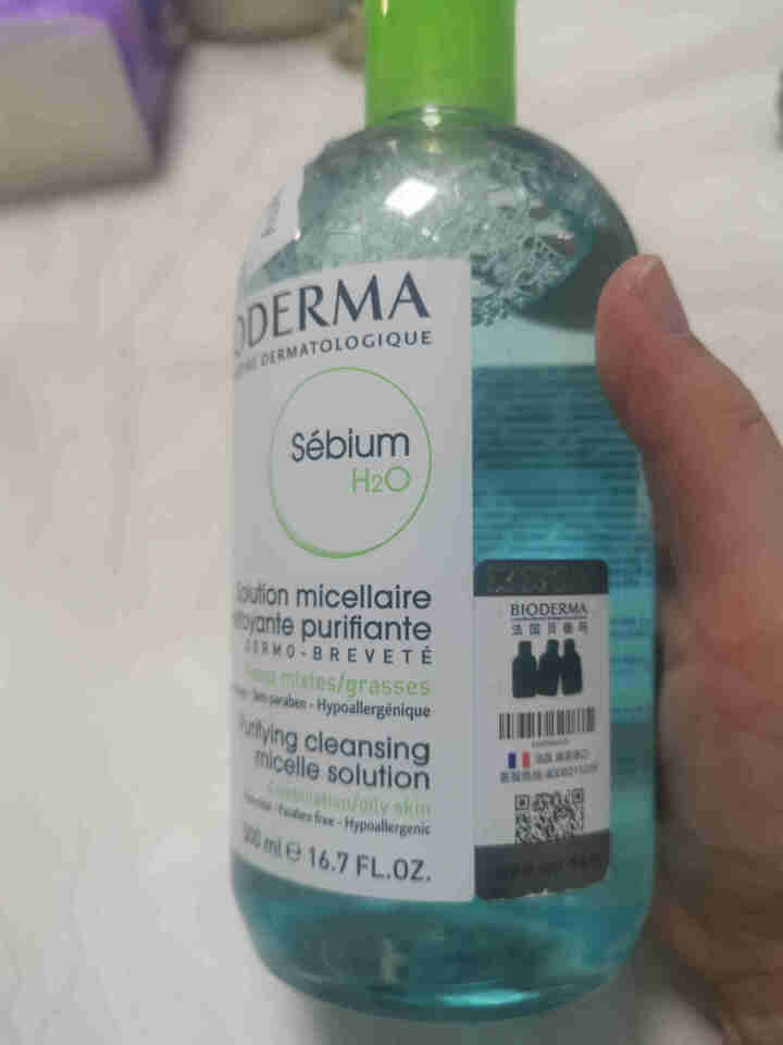 法国贝德玛（BIODERMA）净妍控油洁肤液500ml（卸妆水 深层清洁 绿水 控油补水 改善毛孔痘痘 原装进口）怎么样，好用吗，口碑，心得，评价，试用报告,第3张