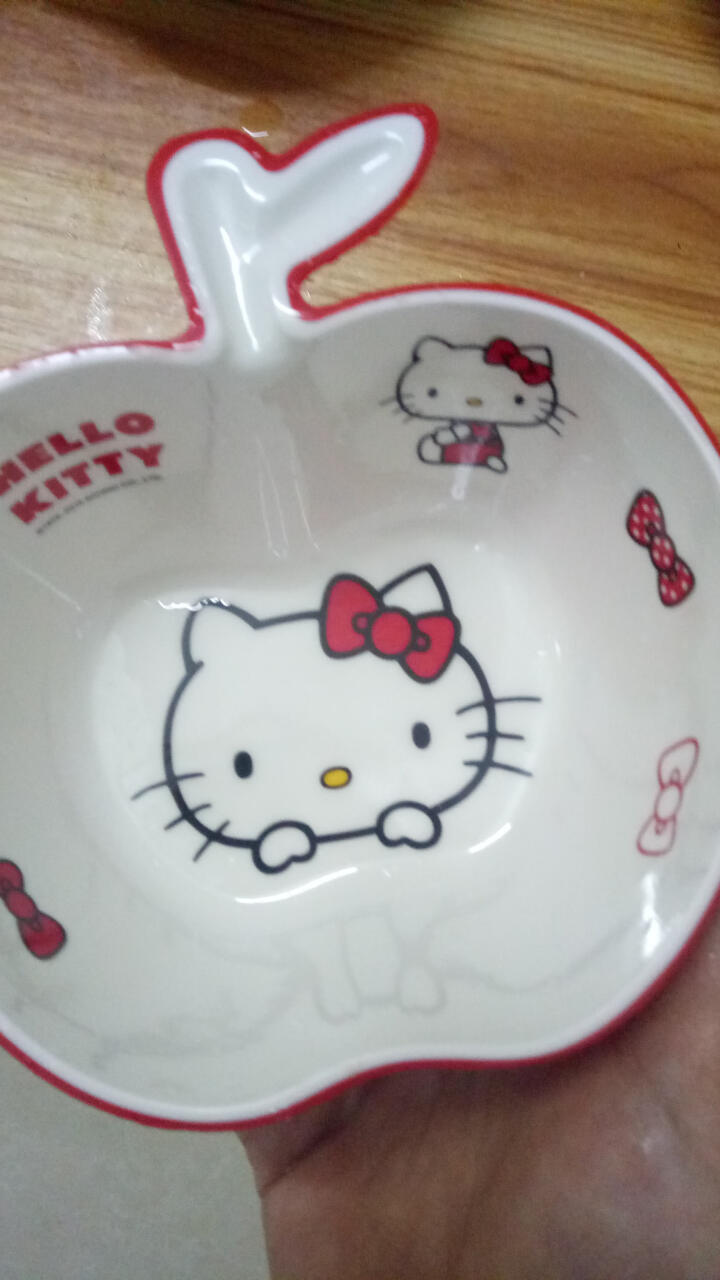 五和（WUHE） hello kitty凯蒂猫儿童餐具家用碗可爱女学生儿童餐具婴儿餐具分格盘 苹果碗KT,第2张