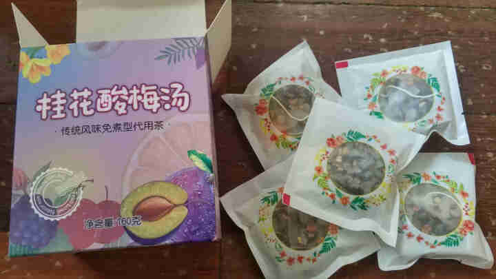 桂花酸梅汤 原料包自制老北京味道酸梅茶桂花乌梅甘草玫瑰茄组合三角袋泡茶凉茶解渴 酸梅汤160g/1盒怎么样，好用吗，口碑，心得，评价，试用报告,第3张