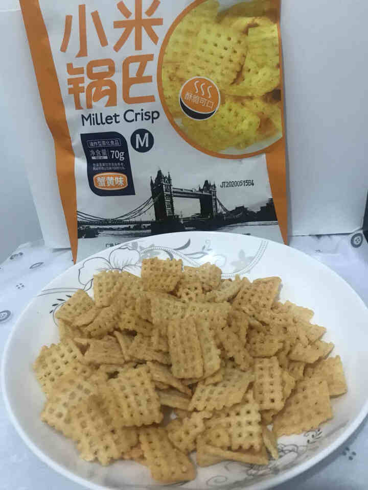 英伦之恋 小米锅巴休闲零食170g/袋麻辣味蟹黄味粗粮锅巴 膨化办公室休闲零食小吃70g小袋 蟹黄味70g怎么样，好用吗，口碑，心得，评价，试用报告,第2张