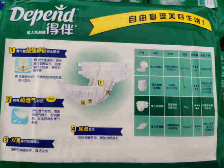 得伴 (Depend) 成人纸尿裤老年人尿不湿护理垫拉拉裤男女  搭扣式强力吸收型 大号L54片怎么样，好用吗，口碑，心得，评价，试用报告,第3张