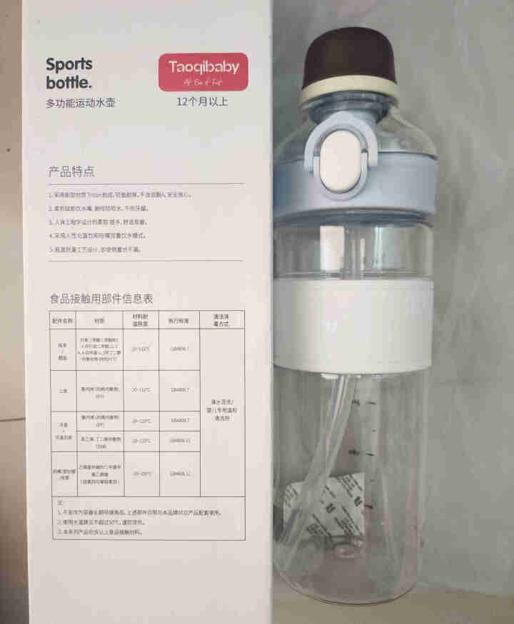 淘气宝贝 运动水杯Tritan材质健身水壶吸管直饮两用随行便携塑料杯子男女学生 600ml【莫兰迪蓝】怎么样，好用吗，口碑，心得，评价，试用报告,第2张