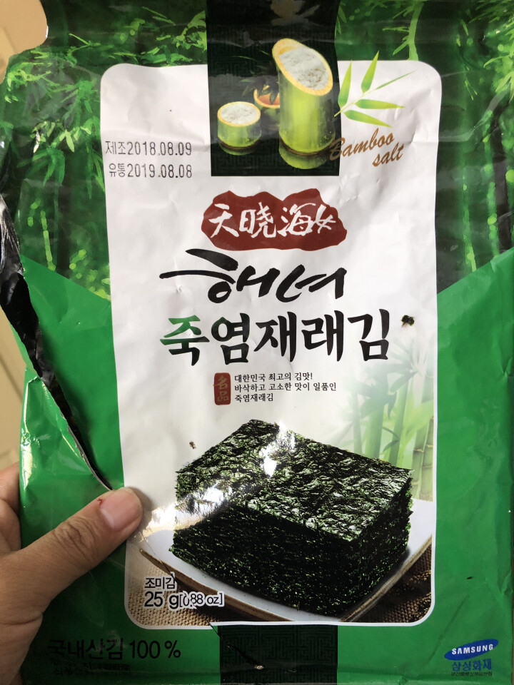 韩国进口 天晓海女海苔紫菜 儿童即食海苔脆片休闲零食大片装25g 竹盐味怎么样，好用吗，口碑，心得，评价，试用报告,第2张