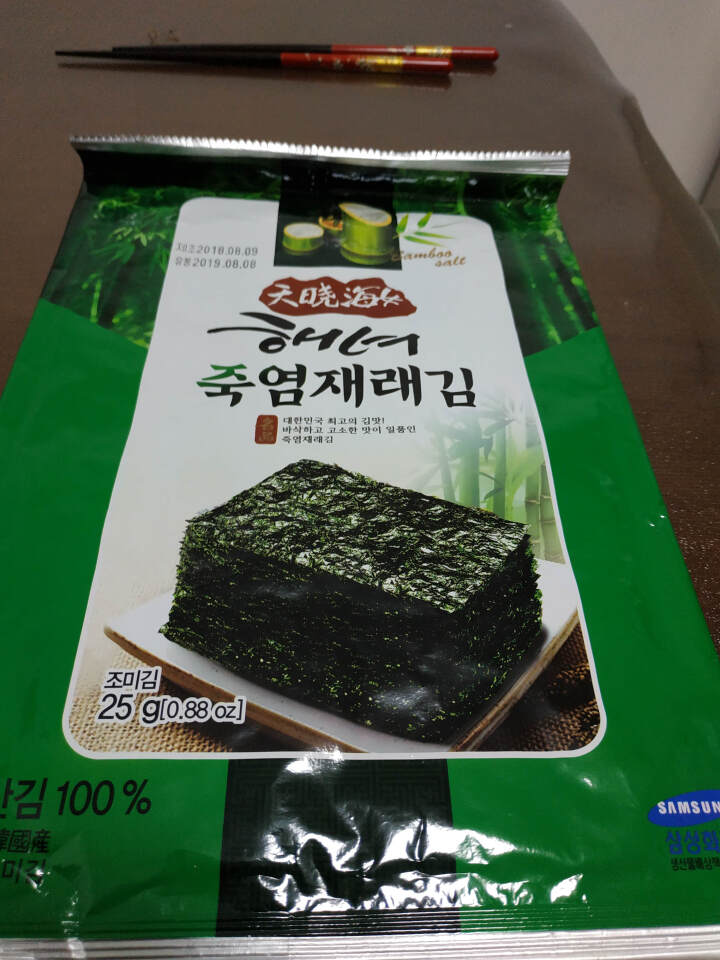 韩国进口 天晓海女海苔 儿童辅食拌饭海苔脆片休闲零食大片装25g 竹盐味怎么样，好用吗，口碑，心得，评价，试用报告,第2张