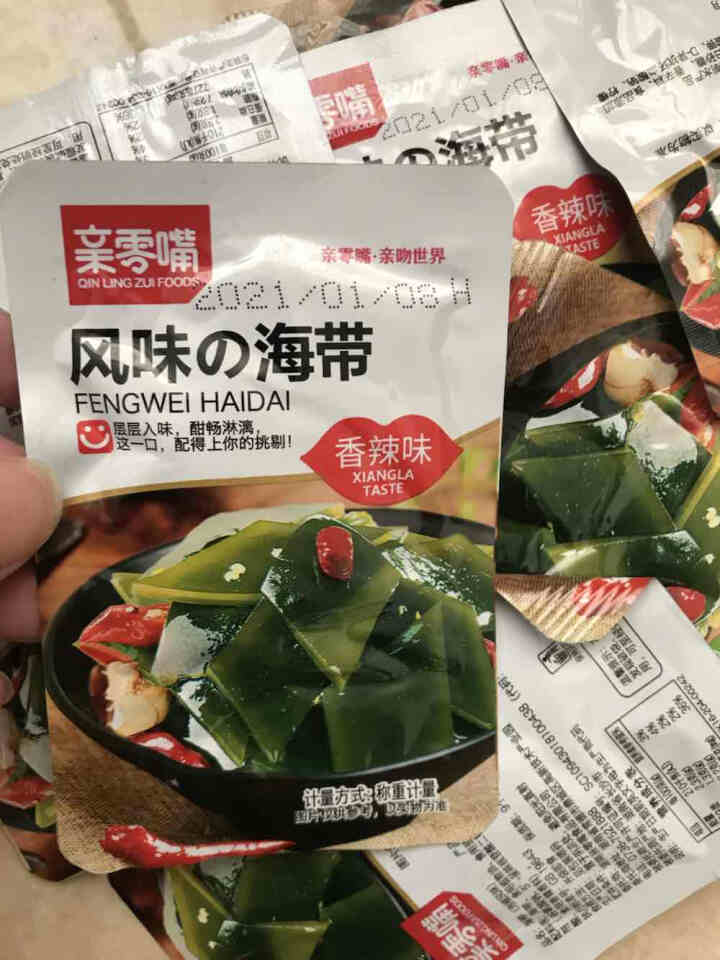 亲零嘴 休闲零食海带片海带节海带丝即食小吃下饭菜 （泡椒味6，香辣味6）共12小包240g怎么样，好用吗，口碑，心得，评价，试用报告,第3张