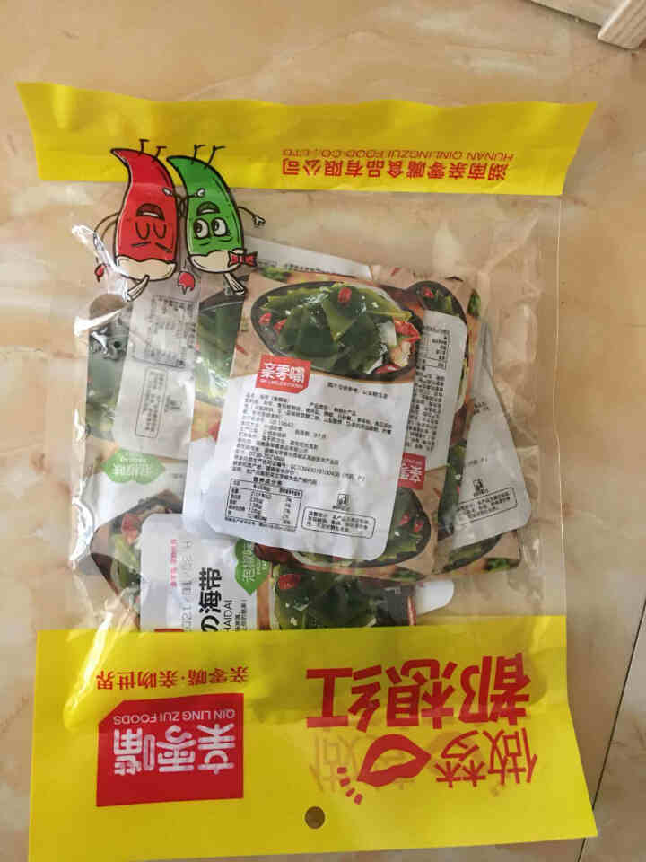 亲零嘴 休闲零食海带片海带节海带丝即食小吃下饭菜 （泡椒味6，香辣味6）共12小包240g怎么样，好用吗，口碑，心得，评价，试用报告,第3张