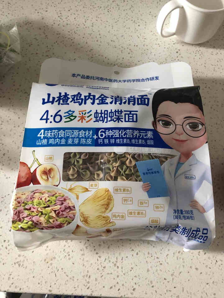 【新品】谷妈咪 山楂鸡内金消消面 4:6多彩儿童辅食粒粒面 婴幼儿宝宝面条多彩蝴蝶面 营养趣味小面片 多彩蝴蝶面180g怎么样，好用吗，口碑，心得，评价，试用报,第2张