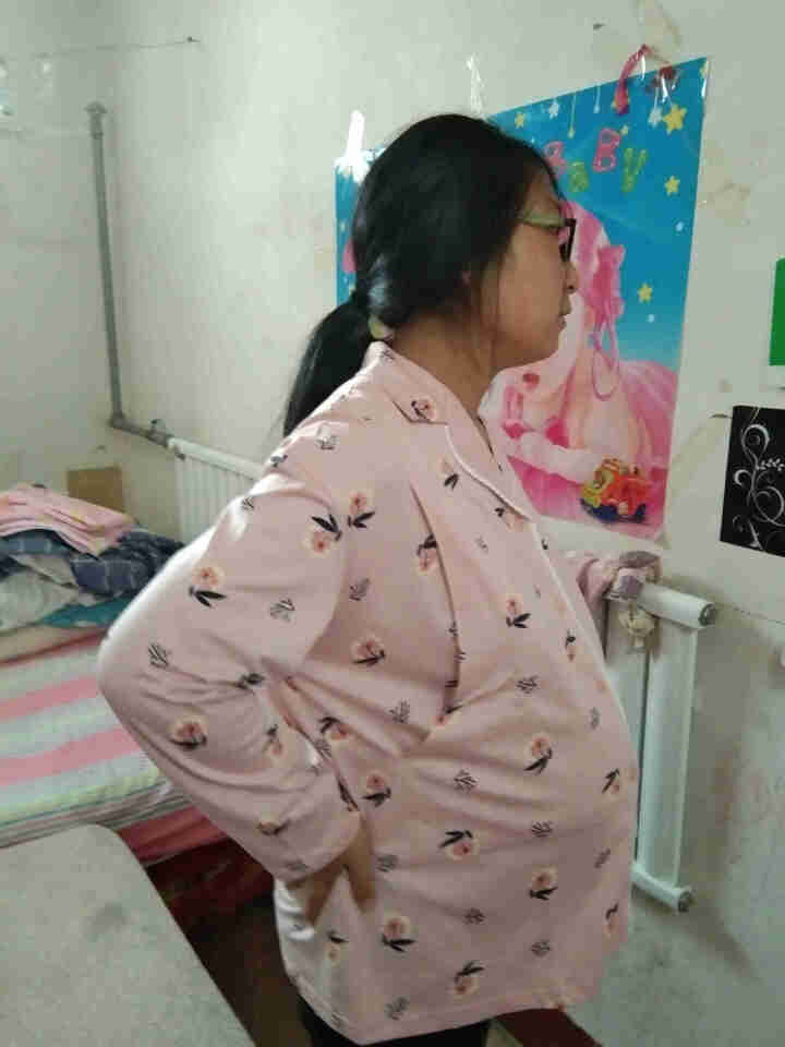 快乐屋 哺乳月子服2021春装孕妇睡衣家居服纯棉产后两件套装哺乳衣 粉印花 L怎么样，好用吗，口碑，心得，评价，试用报告,第4张